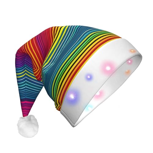 Regenbogenmuster LED-Weihnachtsmütze für Erwachsene – multifunktionale Volldruck-Kopfbedeckung, perfekt für Festlichkeiten von CarXs