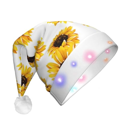 Sonnenblumen-LED-Weihnachtsmütze für Erwachsene – multifunktionale Volldruck-Kopfbedeckung, perfekt für Festlichkeiten von CarXs