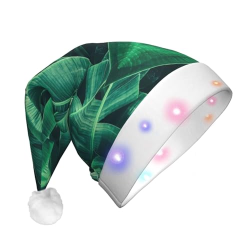 Tropische Bananenblatt-LED-Weihnachtsmütze für Erwachsene – multifunktionale Volldruck-Kopfbedeckung, perfekt für Festlichkeiten von CarXs