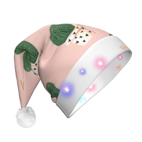 Weihnachtsmütze für Erwachsene, Kaktus-Design, multifunktional, Volldruck, perfekt für Festlichkeiten, Rosa von CarXs