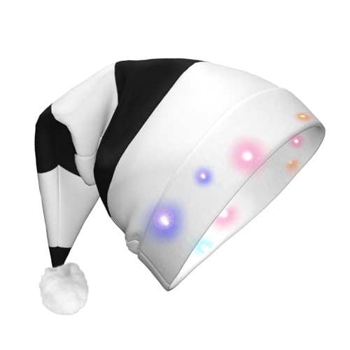 Weihnachtsmütze für Erwachsene, gestreift, schwarz-weiß, LED, multifunktional, Volldruck, perfekt für Festlichkeiten von CarXs