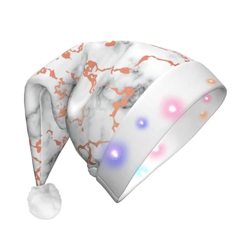 Weihnachtsmütze mit Marmor-Textur, Kupferspritzer, LED-Weihnachtsmütze für Erwachsene – multifunktionale Volldruck-Kopfbedeckung, perfekt für Festlichkeiten von CarXs