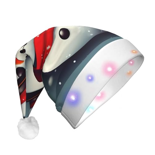 Weihnachtsmütze mit Schneemann-Muster, LED-Weihnachtsmütze für Erwachsene – multifunktionale Volldruck-Kopfbedeckung, perfekt für Festlichkeiten von CarXs