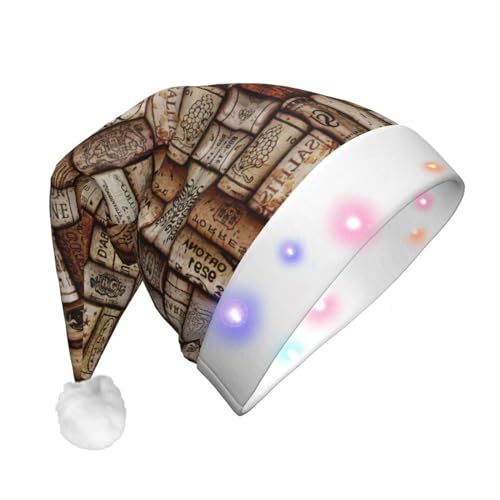 Weinkorken LED-Weihnachtsmütze für Erwachsene – multifunktionale Volldruck-Kopfbedeckung, perfekt für Festlichkeiten von CarXs