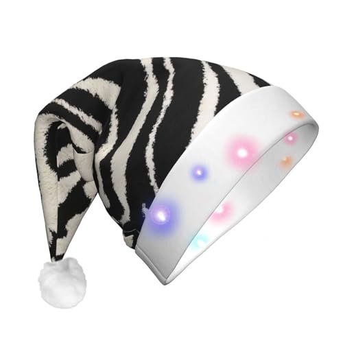 Zebra-Tier-LED-Weihnachtsmütze für Erwachsene – multifunktionale Volldruck-Kopfbedeckung, perfekt für Festlichkeiten von CarXs