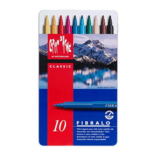 CARAN d'ACHE - FIBRALO Aquarelle Filzstifte in Metallbox - 10 Stück von Caran d'Ache