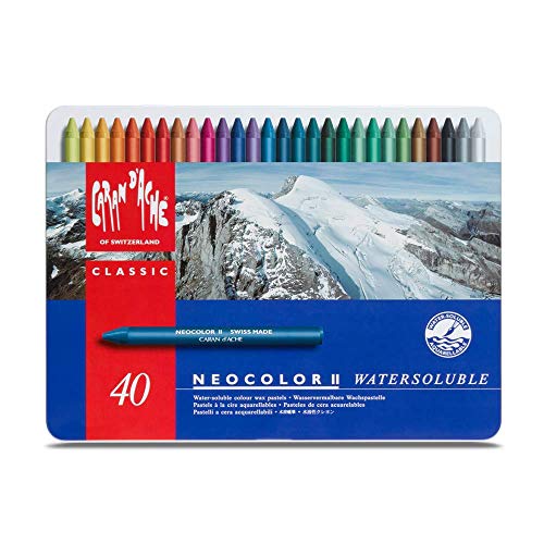 Caran d'Ache Creative Art Materialien Wachsmalstifte"Caran d 'Ache Neocolor II", wasserlöslich, mehrfarbig, 40 Stück, 7500.340 von Caran d'Ache