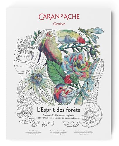 Caran d´Ache Esprit des Forets FSC Malbuch A4 mit 25 Illustrationen, Maße: 23,7 cm x 29,7 cm x 1,6 cm, 0454.802 von Caran d'Ache