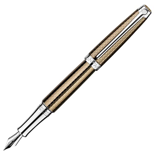 Caran d'Ache Füllhalter Léman Kaviar in der Farbe: Braun, versilbert/rhodiniert Füllfederhalter, Federstärke: M, Länge: 141 mm & Durchmesser: 13.7 mm, 4799.497 von Caran d'Ache