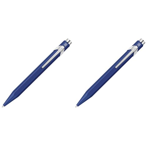 Caran d'Ache Kugelschreiber 849 Classic Line Blau lackiert Strichstärke: M, Schriftfarbe: Blau, Länge: 13 cm, 0846.159 (Packung mit 2) von Caran d'Ache