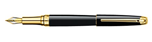 Caran d'Ache LÉMAN EBONY Füllfederhalter in der Farbe: Schwarz, goldplattiert, Schreibfeder aus Gold 18 Karat, Federgröße: M, Länge: 14,1 cm, 4799.282 von Caran d'Ache