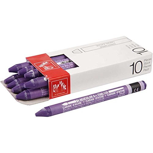 Caran d'Ache NEOCOLOR II 120 VIOLETT/VIOLET (7500.120) / Pastelle 10 Stück (1er Pack)/ aus Wasservermalbarem Wachs/Für Papier Karton Glas Holz Leder Stoff Stein von Caran d'Ache