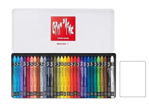 Caran d'Ache Neocolor I. Permanente Wachsmalstifte, Set mit 30 Stück + 1 Karte von Caran d'Ache