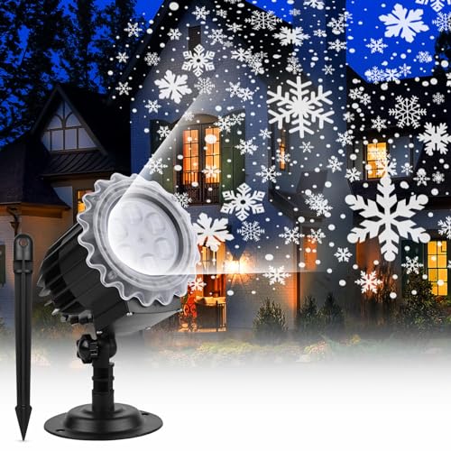 Carastek Schneeflocken Projektor, Led Projektor Weihnachten Aussen, Snowflake Projektor Weihnachten Aussen Wasserdicht IP44 für Innen und Außen Dekoration Weihnachts Party Hochzeit von Carastek