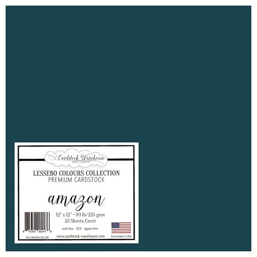 Cardstock Warehouse Lessebo Colours Amazon – 30,5 x 30,5 cm – 37,6 kg, mattes Premium-Kartonpapier, 225 g/m², 25 Blatt von Cardstock Warehouse Paper Company