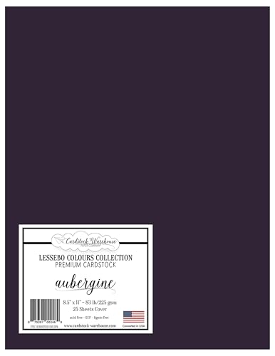 Cardstock Warehouse Lessebo Colours Aubergine, 21,6 x 27,9 cm, 37,6 kg, mattes Premium-Kartonpapier, 225 g/m², 25 Blatt von Cardstock Warehouse Paper Company