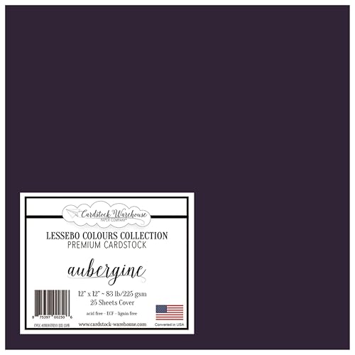 Cardstock Warehouse Lessebo Colours Aubergine, 30,5 x 30,5 cm, 37,6 kg, mattes Premium-Kartonpapier, 225 g/m², 25 Blatt von Cardstock Warehouse Paper Company