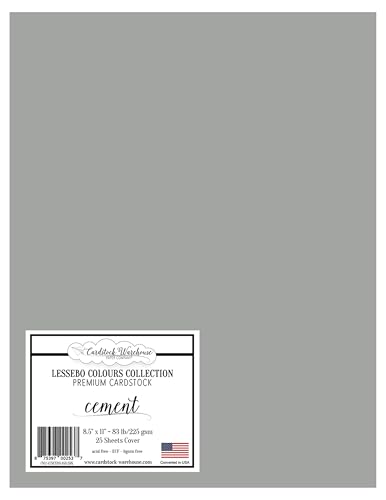 Cardstock Warehouse Lessebo Colours Cement – 21,6 x 27,9 cm – 37,6 kg, mattes Premium-Kartonpapier, 225 g/m², 25 Blatt von Cardstock Warehouse Paper Company