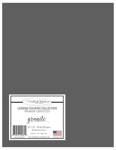 Cardstock Warehouse Lessebo Colours Granit, 21,6 x 27,9 cm, 37,6 kg, matt, Premium-Karton, 225 g/m², 25 Blatt von Cardstock Warehouse Paper Company