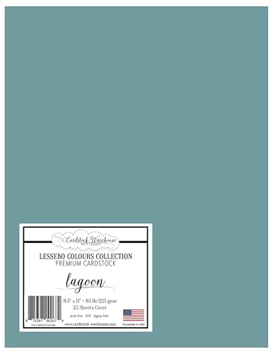 Cardstock Warehouse Lessebo Colours Lagoon – 21,6 x 27,9 cm – 37,6 kg, mattes Premium-Kartonpapier, 225 g/m², 25 Blatt von Cardstock Warehouse Paper Company