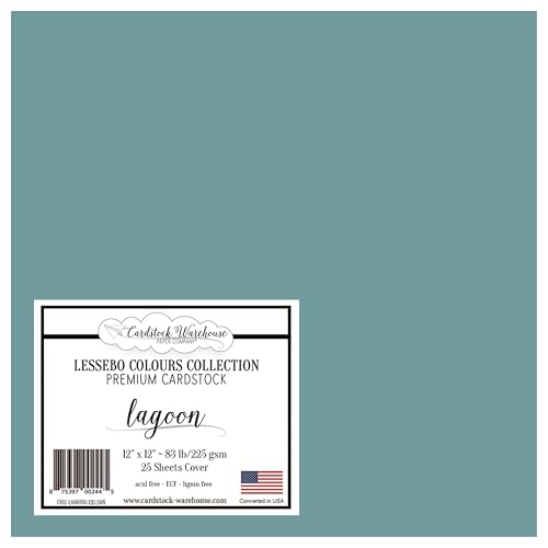 Cardstock Warehouse Lessebo Colours Lagoon – 30,5 x 30,5 cm – 37,6 kg, mattes Premium-Kartonpapier, 225 g/m², 25 Blatt von Cardstock Warehouse Paper Company