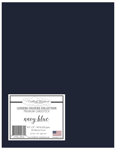 Cardstock Warehouse Lessebo Colours Marineblau, 21,6 x 27,9 cm, 37,6 kg, mattes Premium-Kartonpapier, 225 g/m², 25 Blatt von Cardstock Warehouse Paper Company