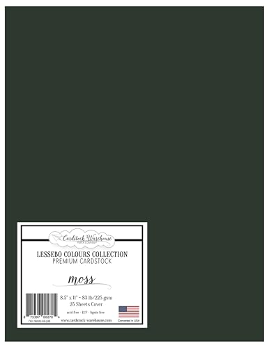 Cardstock Warehouse Lessebo Colours Moos, 21,6 x 27,9 cm, 37,6 kg, mattes Premium-Kartonpapier, 225 g/m², 25 Blatt von Cardstock Warehouse Paper Company