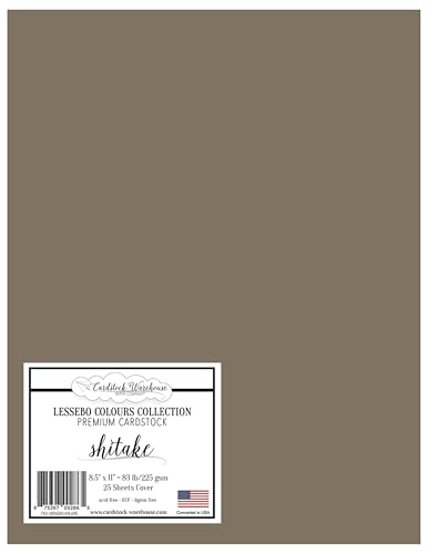 Cardstock Warehouse Lessebo Colours Shitake, 21,6 x 27,9 cm, 37,6 kg, mattes Premium-Kartonpapier, 225 g/m², 25 Blatt von Cardstock Warehouse Paper Company