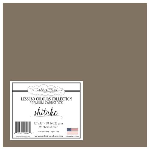 Cardstock Warehouse Lessebo Colours Shitake, 30,5 x 30,5 cm, 37,6 kg, matt, Premium-Karton, 225 g/m², 25 Blatt von Cardstock Warehouse Paper Company