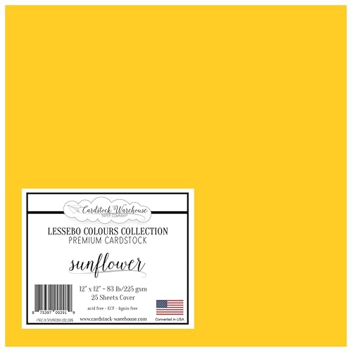 Cardstock Warehouse Lessebo Colours Sunflower – 30,5 x 30,5 cm – 37,6 kg, mattes Premium-Kartonpapier, 225 g/m², 25 Blatt von Cardstock Warehouse Paper Company