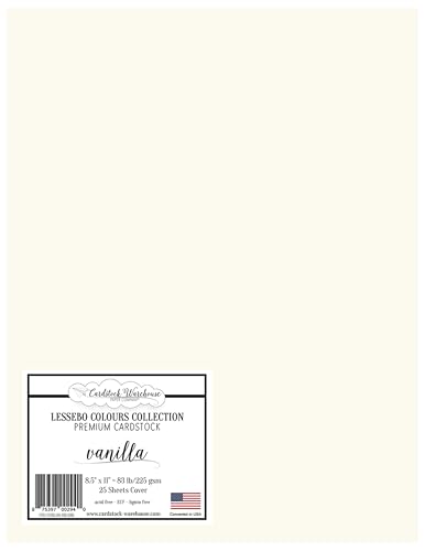 Cardstock Warehouse Lessebo Colours Vanille, 21,6 x 27,9 cm, 37,6 kg, mattes Premium-Kartonpapier, 225 g/m², 25 Blatt von Cardstock Warehouse Paper Company