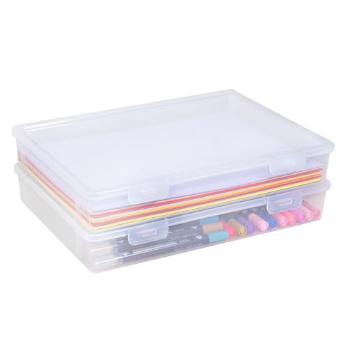 Carehabi 2 Pack Mehrzweck Kunststoff Organizer mit Verriegelung, Transparente Kategorisierte Aufbewahrungsbox, A4 Papier Aktenordner für Bürobedarf Spielzeug Kunsthandwerk von Carehabi