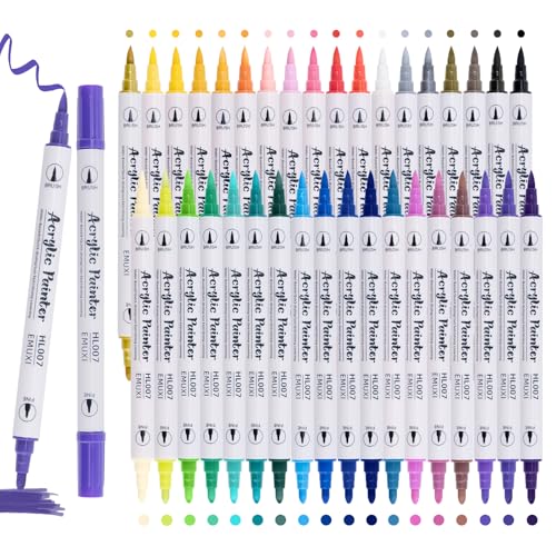 Carehabi Acrylstifte 36 Farben Acrylfarben stifte Wasserfeste Acrylic Paint Marker Stifte für Glas Holz Leinwand Keramik Weihnachten Basteln Ostern DIY Kunsthandwerk machen (36) von Carehabi