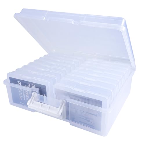 Durchsichtige Fotoboxen,16x11cm Foto-Aufbewahrungsbox Transparent,16 Innere Fotohalter,Foto-Organizer aus Kunststoff für Karten,Aufkleber,Handwerk,Bürobedarf von Carehabi