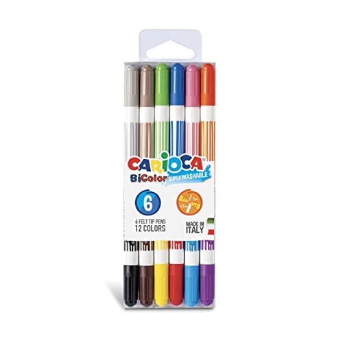 Carioca Bi-Color – Filzstifte (mittel, Rundspitze, rund, mehrfarbig, Italienisch, Leuchtmittel) von Carioca