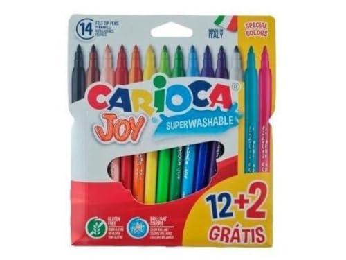 Carioca Joy Filzstift, 12 Farben, mit 2 Geschenken, 14 cm von Carioca