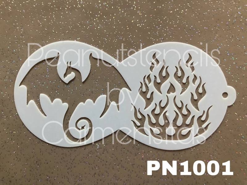 Facepainting Stencil From Peantustencils Dragon & Flames 1001 von CarmensitasShopDe