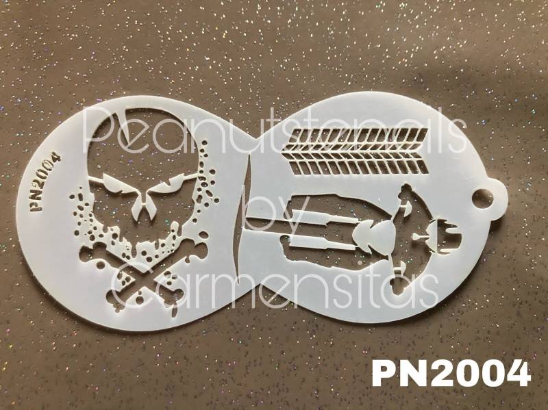 Peanutstencils Pn 2004 Skull Und Biker, Car Tracks Schablone Für Kinderschminke, Stencil Facepainting von CarmensitasShopDe