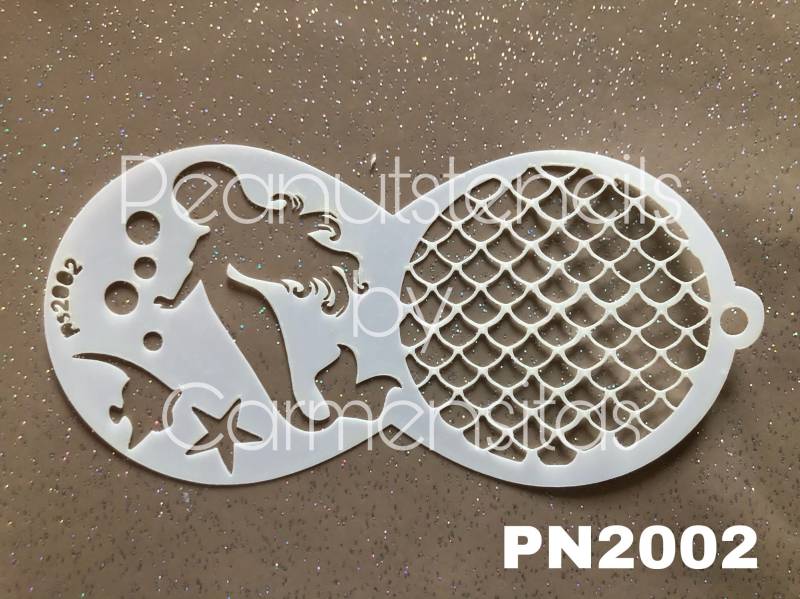 Peanutstencils Pn2002 Meerjungfrau Mermaid Und Schuppen, Scales Stencil For Facepainting Schablonen Für Kinderschminken von CarmensitasShopDe