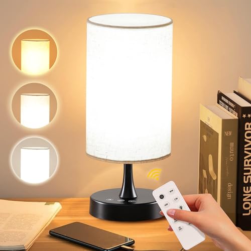 Caromolly Tageslichtlampe 10000 Lux Daylight Lampe mit Fernbedienung, 3 Farbtemperaturen & 4 Helligkeitsstufen & Timer, Tageslichtlampe für Zuhause, Dekoration (schwarzer Leinenschirm) von Caromolly