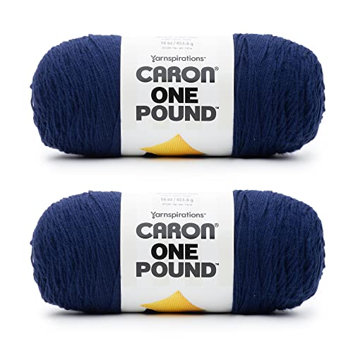 Caron 1 Pfund Midnight Blue Garn – 2 Packungen mit 454 g – Acryl – 4 Medium (Kammgarn) – 800 Meter – Stricken/Häkeln von Caron