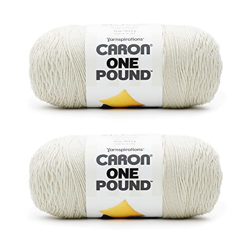 Caron 1 Pfund Off White Garn – 2 Packungen mit 454 g – Acryl – 4 Medium (Kammgarn) – 800 Meter – Stricken/Häkeln von Caron