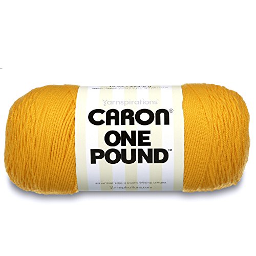 Caron 29401010549 One Pound Solid Garn, Stärke 4, Medium, 100% Acryl, Sunflower- zum Häkeln, Stricken und Basteln, 1 Stück von Caron