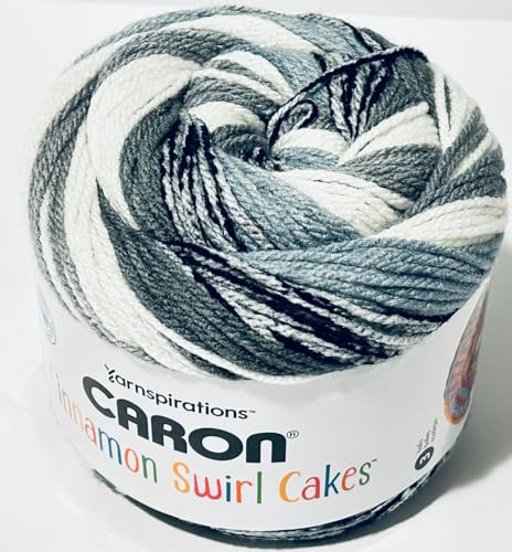 Caron Cinnamon Swirl Cakes Garn, Cookie Cream Swirl, Schwarz und Weiß von Caron