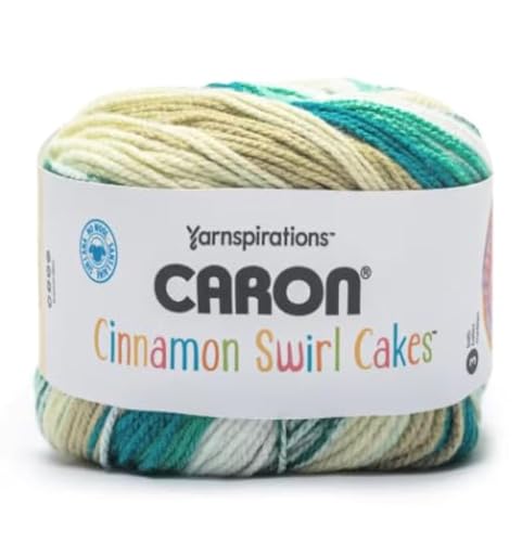 Caron Cinnamon Swirl Cakes Garn, Spearmint Swirl, Grün von Caron