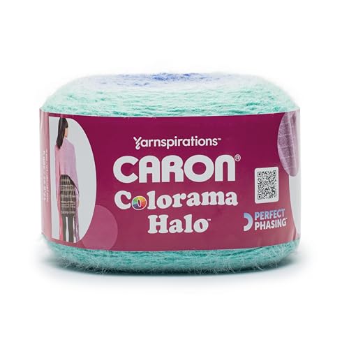 Caron Colorama Halo Perfect Phasing 500 g, 1 Packung mit 1059 Yards/499.0 g Teal Royal 71% Acryl, 18% Nylon, 11% Polyester Garn von Caron