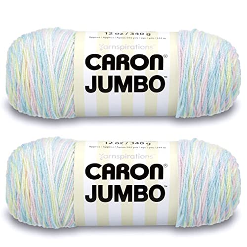 Caron Jumbo Prints Baby Rainbow Garn – 2 Packungen mit 340 g – Acryl – 4 Medium (Kammgarn) – 450 Meter – Stricken/Häkeln von Caron