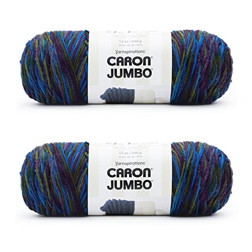 Caron Jumbo Prints Peacock Varg Garn, 2 Packungen mit 340 g – Acryl – 4 Medium (Kammgarn) – 450 m – Stricken/Häkeln von Caron