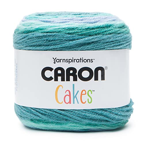 Caron Kuchen 200 g Garn, 350 m, 80% Acryl, 20% Wolle, Aran Gewicht, Selbst Striping, Ideal für Stricken, Häkeln und Handwerk, Blueberry, Türkis von Caron