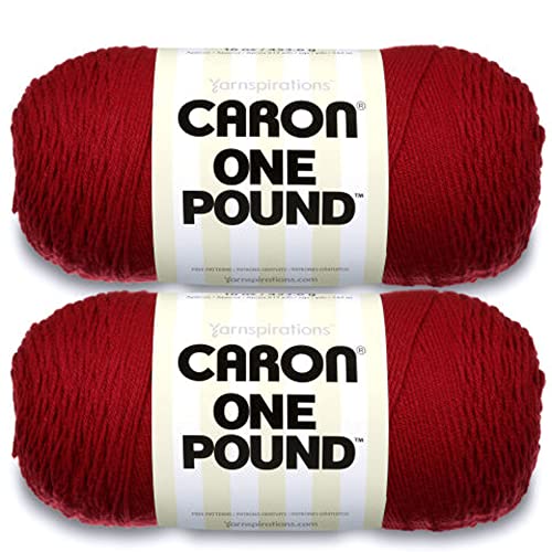 Caron One Pound Claret Garn – 2 Packungen mit 454 g – Acryl – 4 Medium (Kamm) – 800 Meter – Stricken/Häkeln von Caron